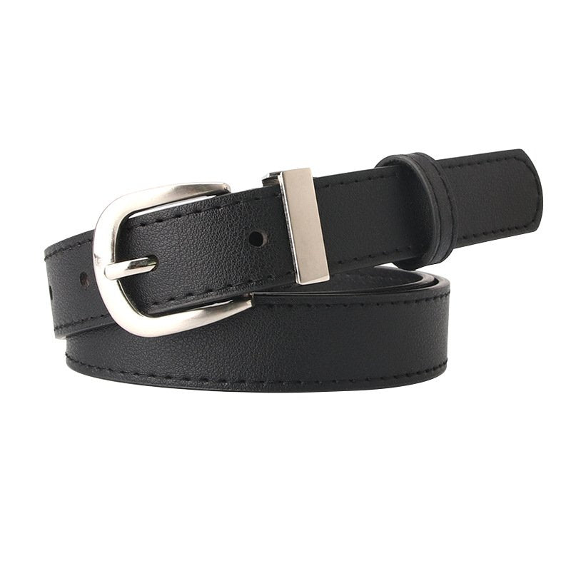 Belt with Silver Buckle Various Colors