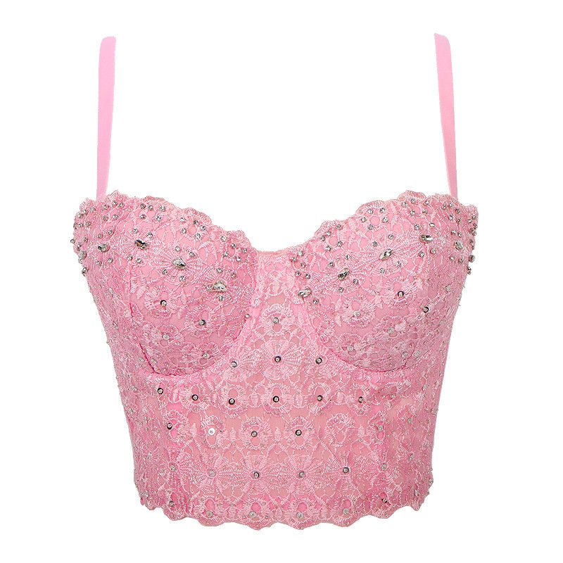 Sparkly Diamond Embroidery Wrapped Chest and Waist Bra