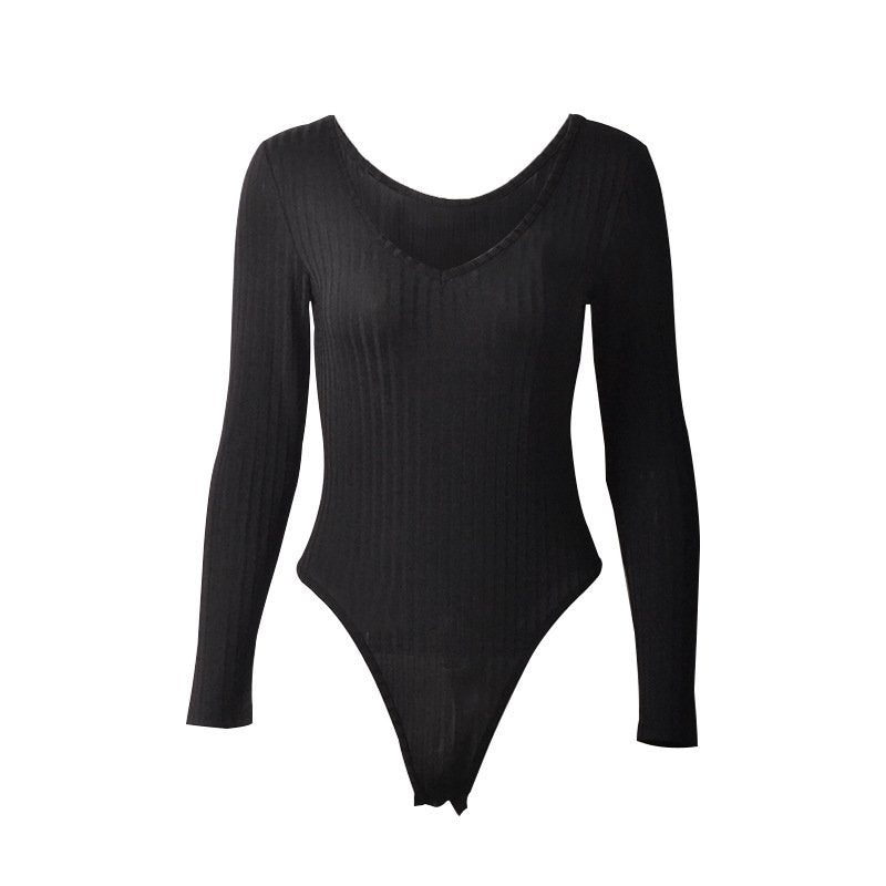 Long Sleeve V-Neck Off Shoulder Bodysuit