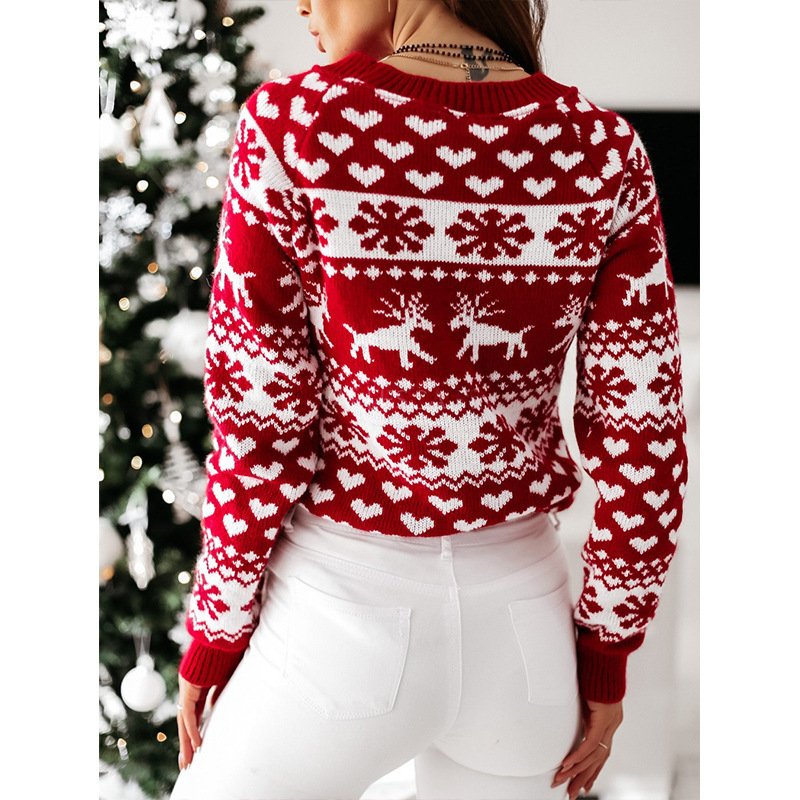 Knitting Sweater Woman Christmas Elk Long Sleeved