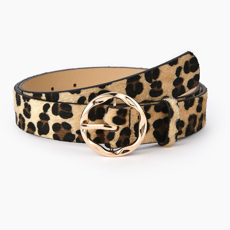 Ladies Wide Belt Serpentine Leopard Print Decorative