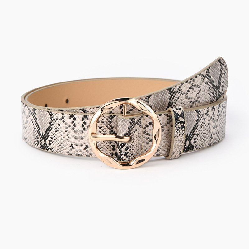 Ladies Wide Belt Serpentine Leopard Print Decorative