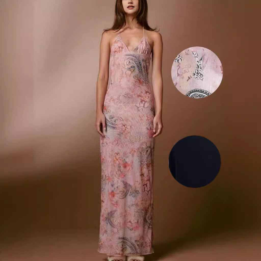 Bianca Open Back Butterfly Maxi Dress