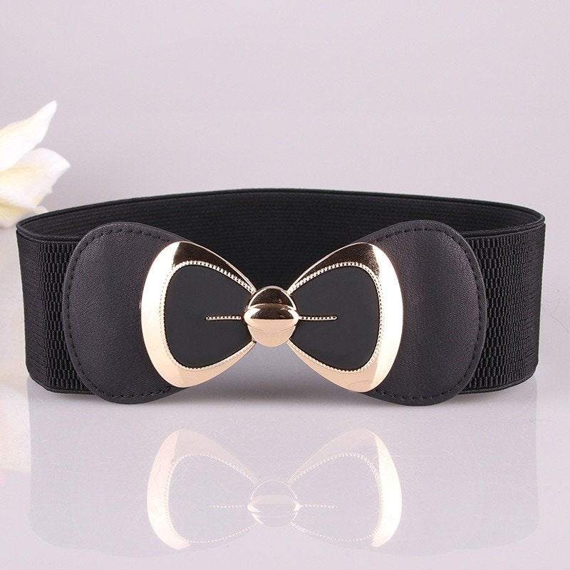 Versatile Elastic Belt With Bow Buckle Bow