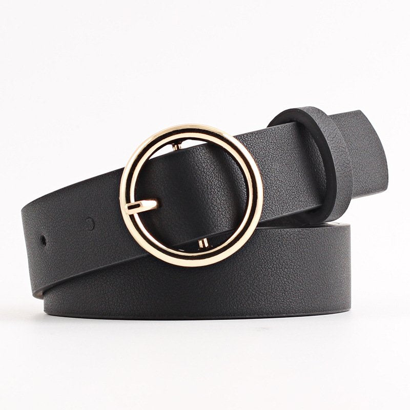 PU Belt Casual Round Buckle Belt Pin Buckle Belt