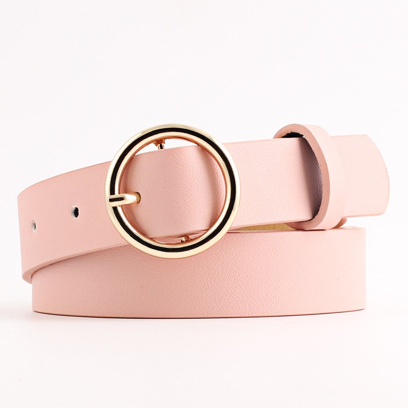 PU Belt Casual Round Buckle Belt Pin Buckle Belt