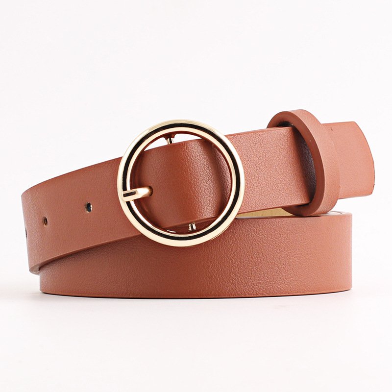 PU Belt Casual Round Buckle Belt Pin Buckle Belt