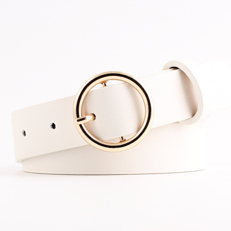 PU Belt Casual Round Buckle Belt Pin Buckle Belt