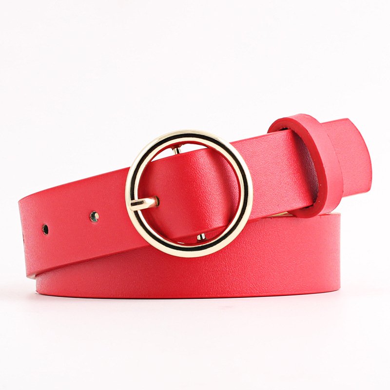 PU Belt Casual Round Buckle Belt Pin Buckle Belt