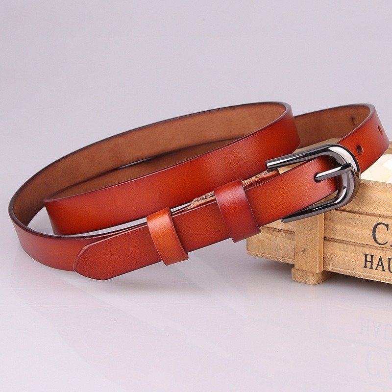 Leather Belt for Women Silver Buckle