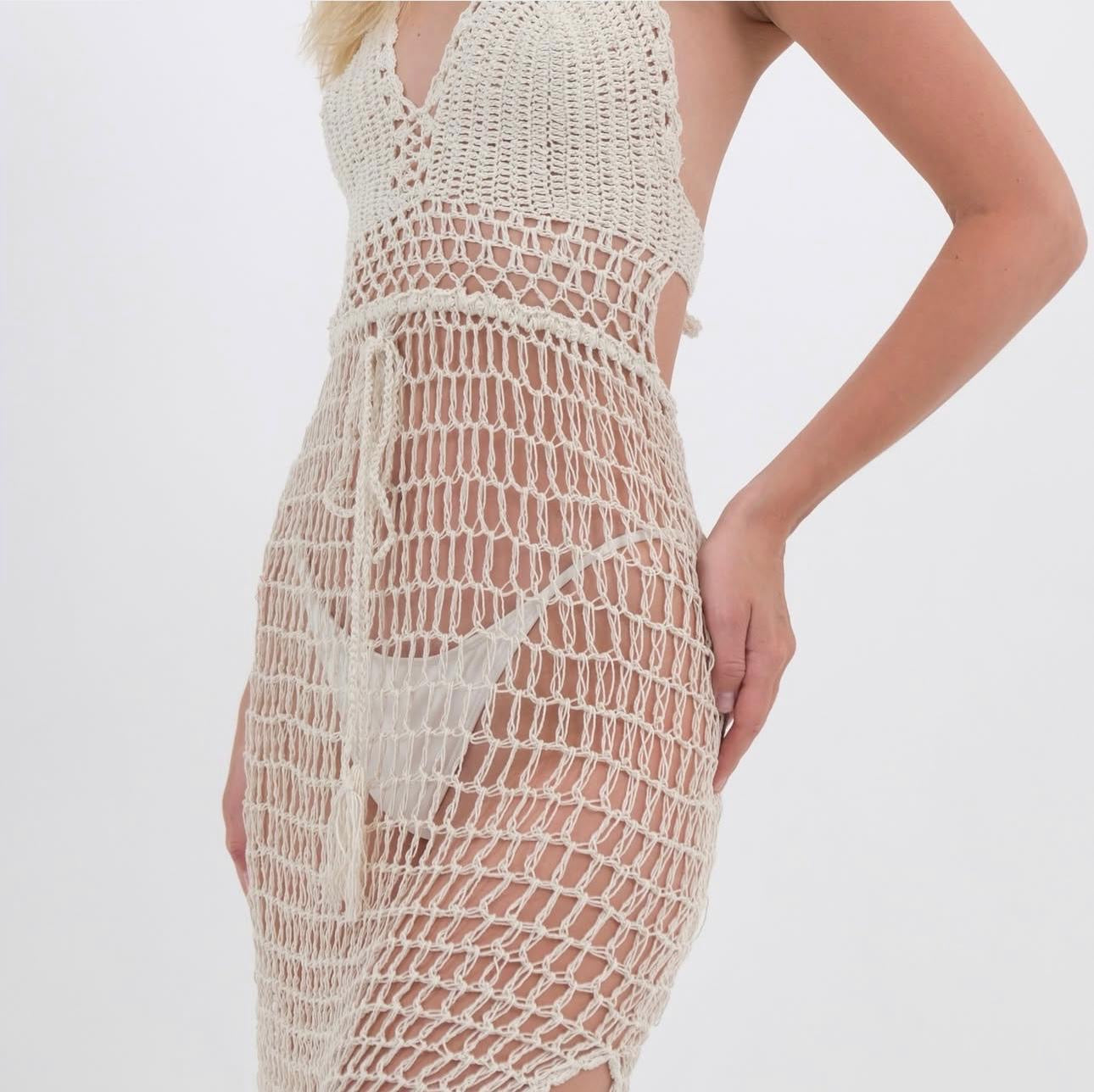 Kapulya Open Back Long Dress Crochet