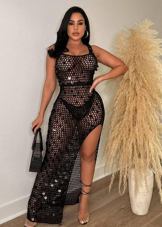 Maria Open Leg Sequence Dress