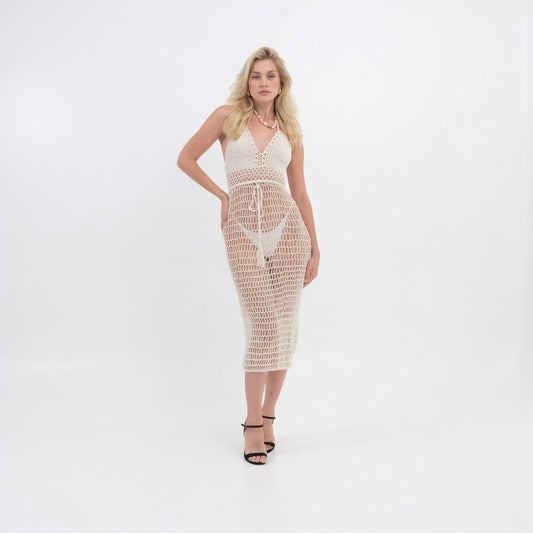 Kapulya Open Back Long Dress Crochet