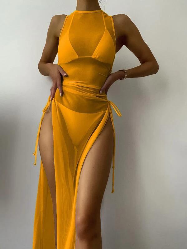 Valery 3 Pieces Swimsuit Mesh Cover Up