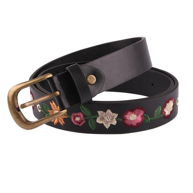 Embroidered Flower Belt