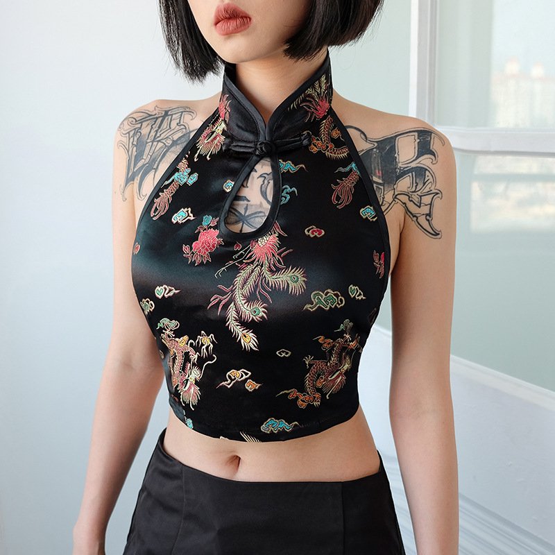 Chinese Style Top With Dragon Embroidery