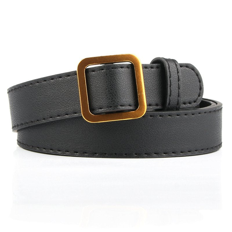 New Gold Square Buckle Slim Belt