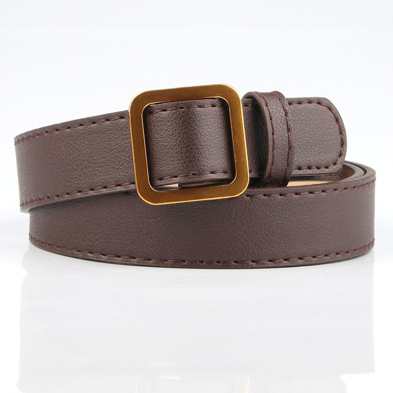 New Gold Square Buckle Slim Belt