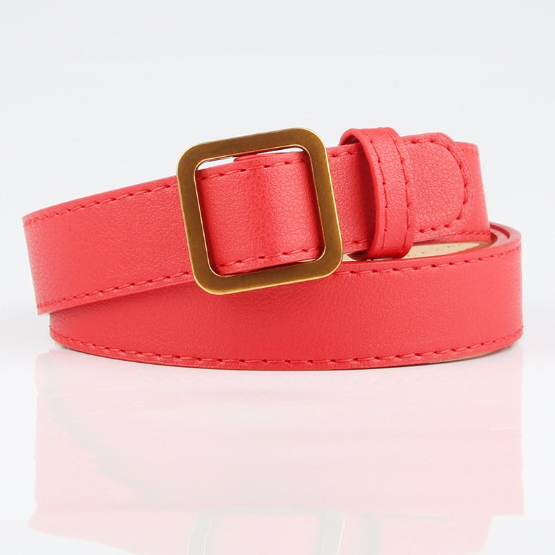 New Gold Square Buckle Slim Belt