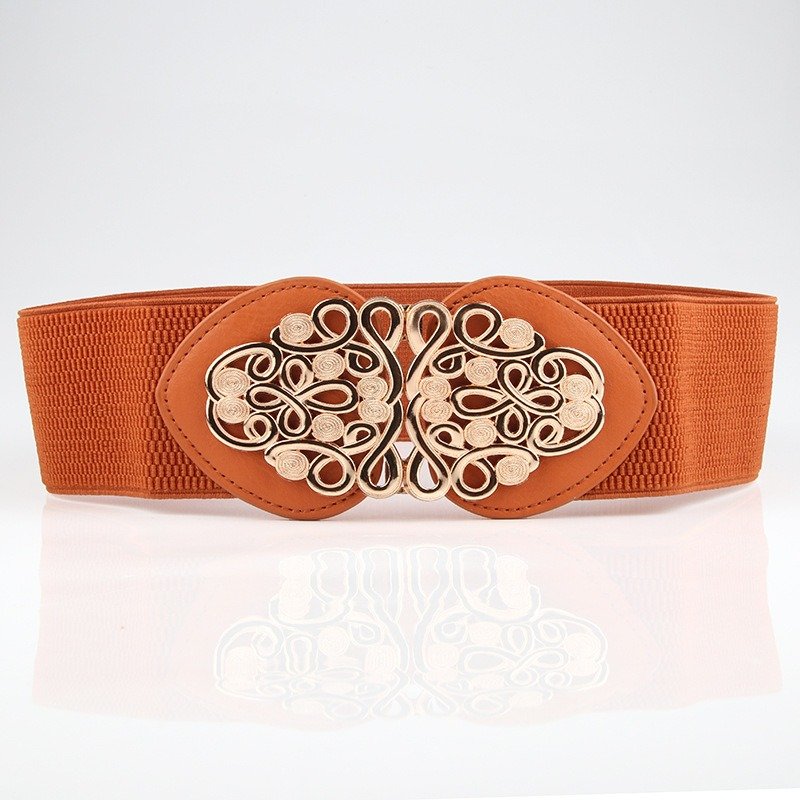 Wide Belt With Flower Buckle