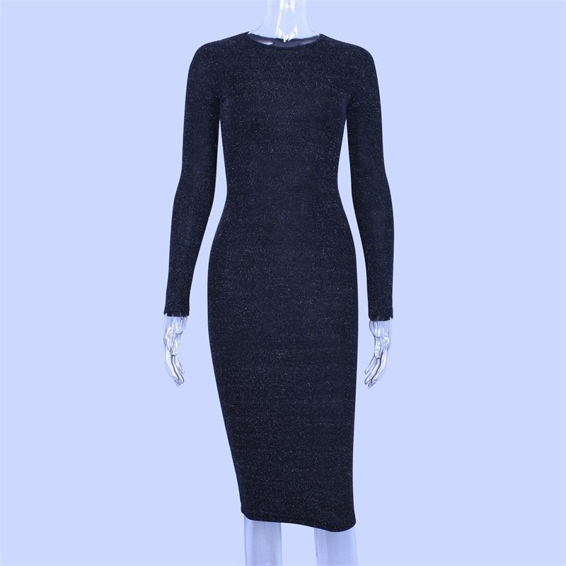 Round Neck Slim Long Dress