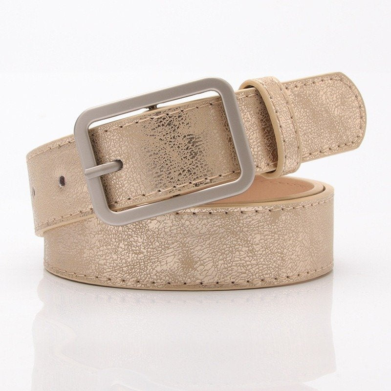 Solid Colors Silver Square Buckle Belt