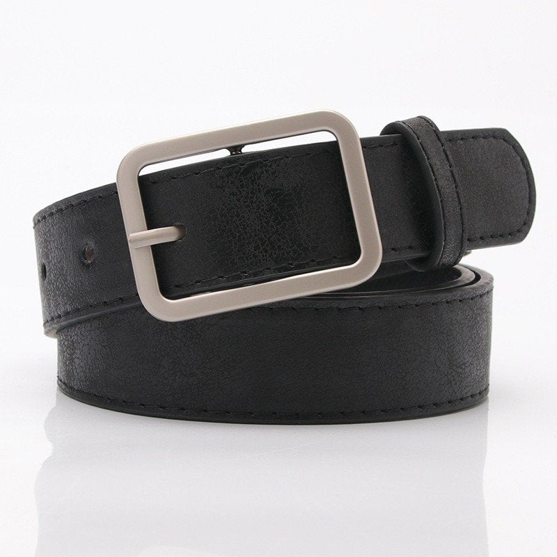 Solid Colors Silver Square Buckle Belt