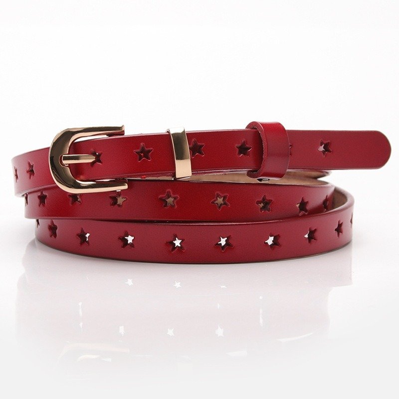 Five Pointed Star Hollow Leather Belt