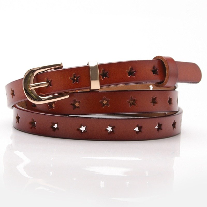 Five Pointed Star Hollow Leather Belt