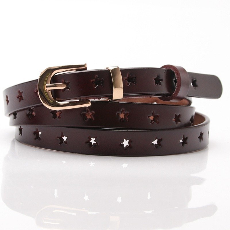 Five Pointed Star Hollow Leather Belt