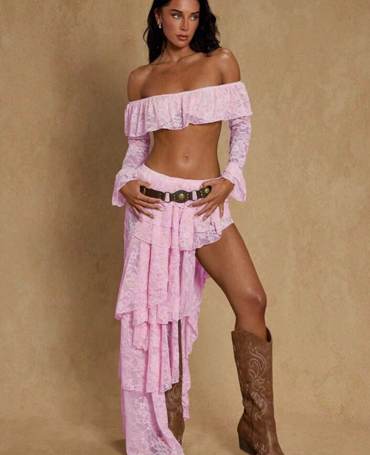 UCVOGUE 2 piece long skirt lace fashionable style set