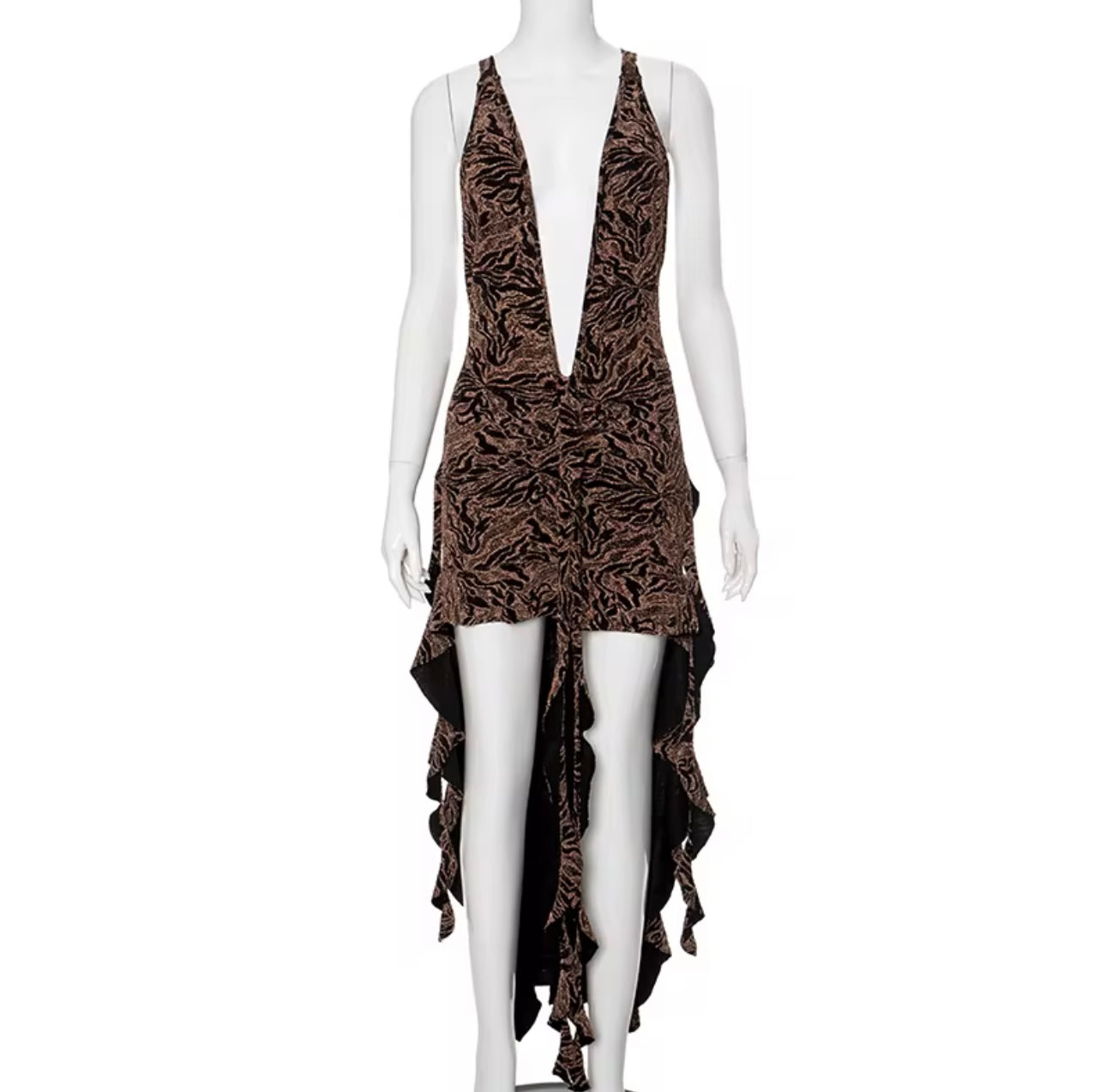UCVOGUE halter ruffles sexy cut mini dress