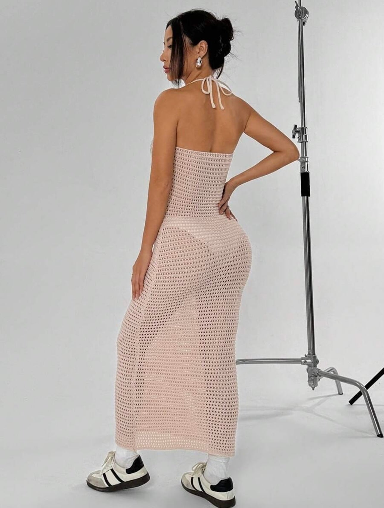 Carmelita knitting halter maxi dress