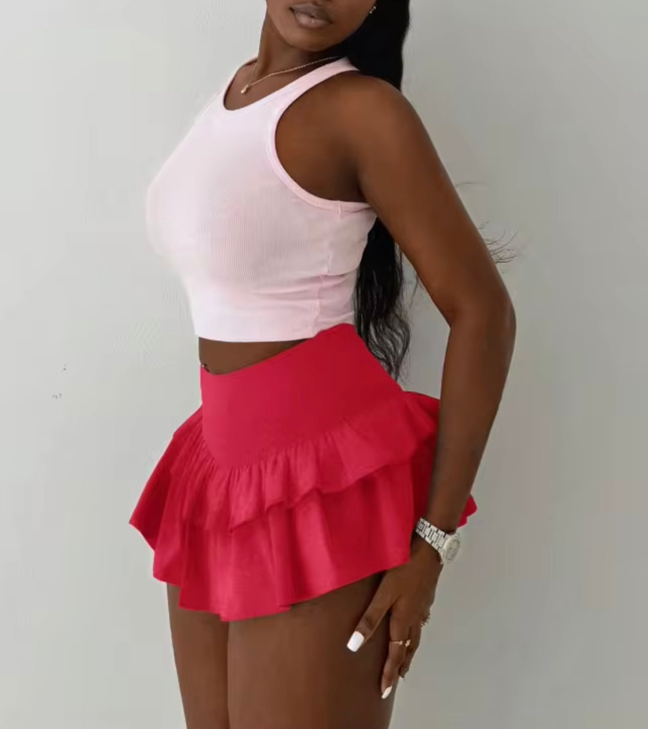 UCVOGUE ruffles mini skirt
