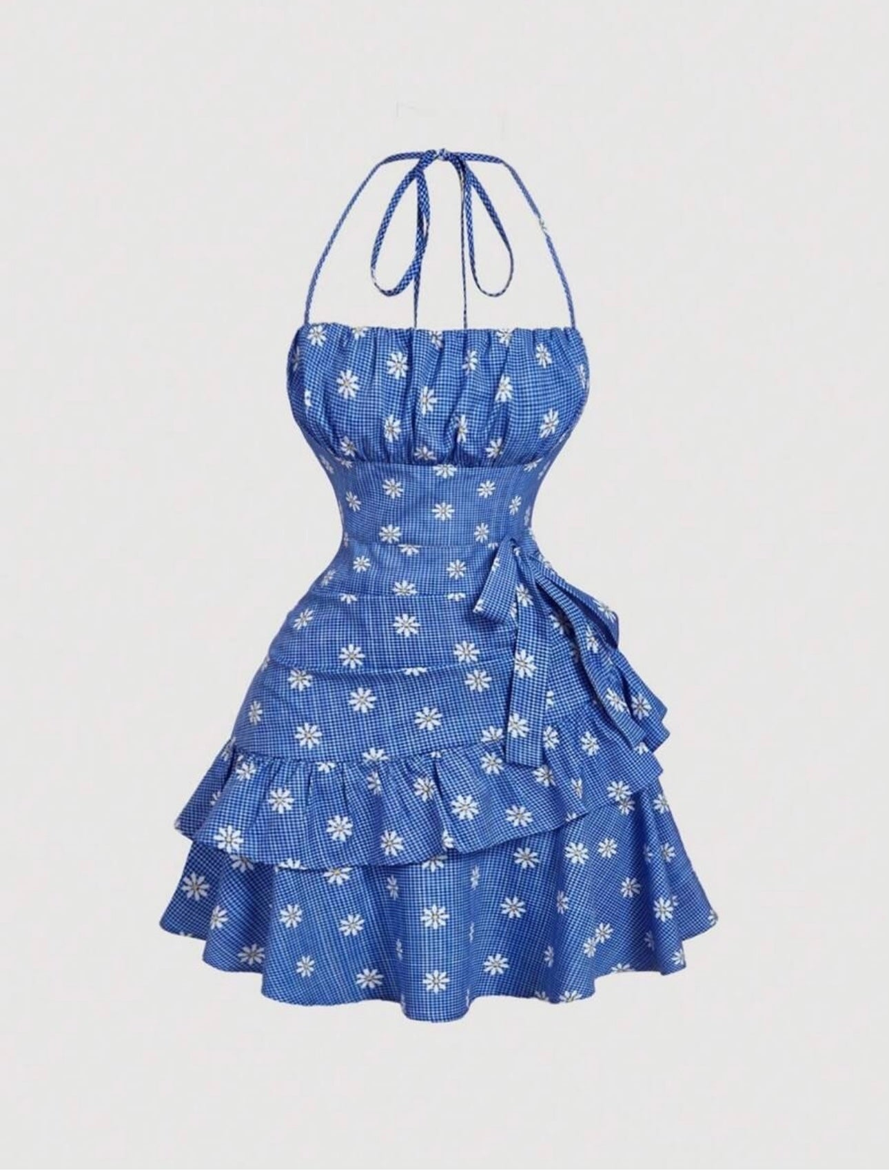 UCVOGUE halter floral mini dress