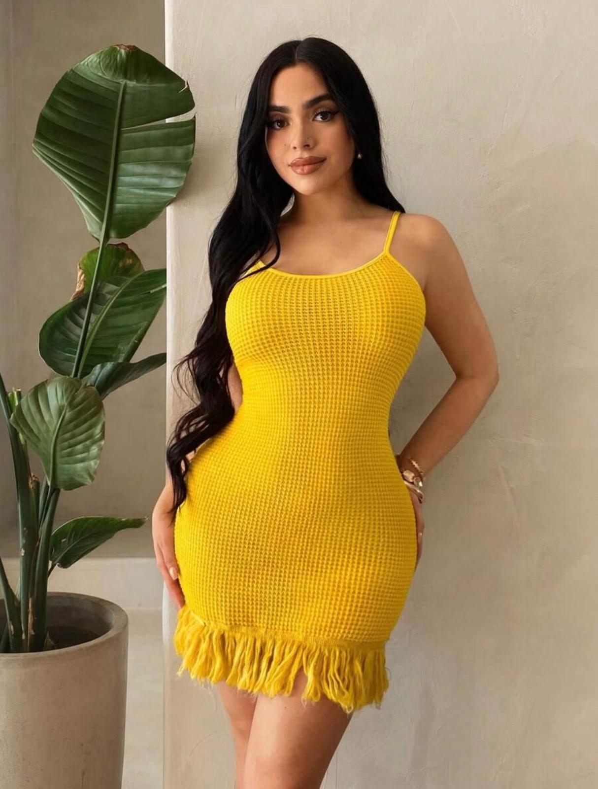 UCVOGUE mini crochet fringes summer dress