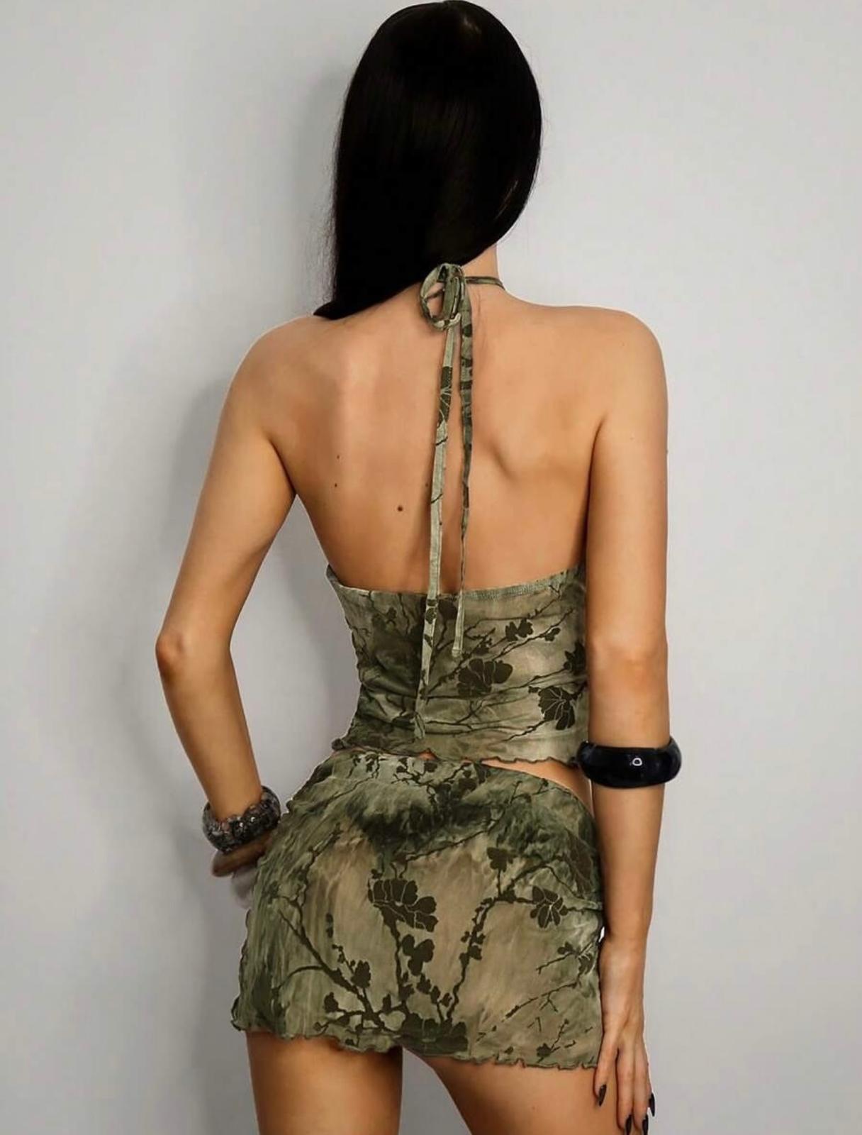 Green vibes skirt short set