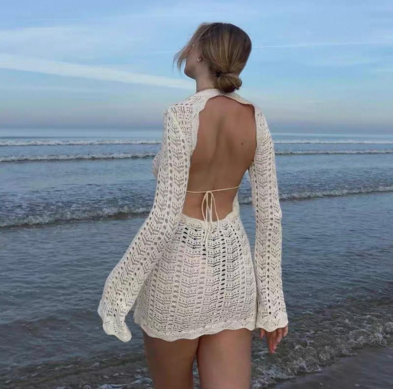 UCVOGUE open back sexy long sleeves summer dress