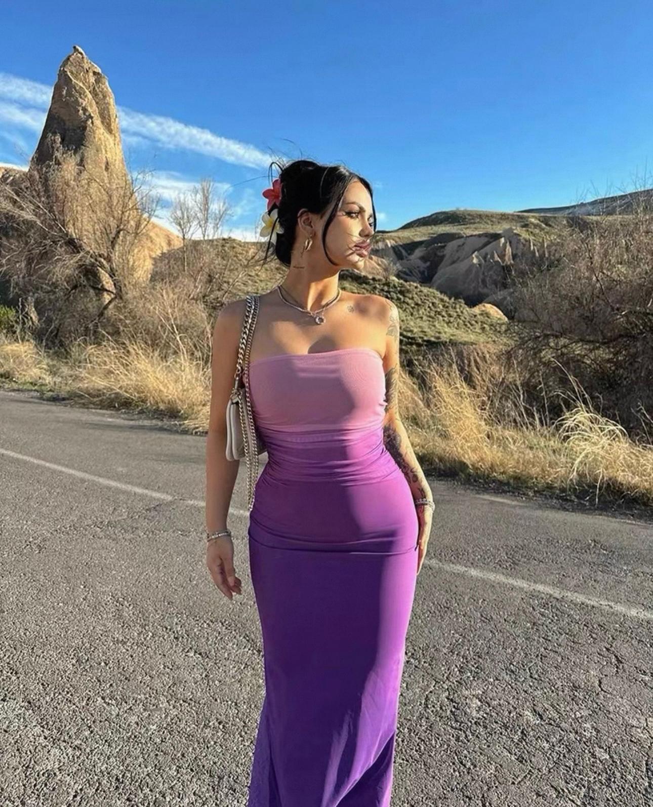 UCVOGUE mesh sexy Maxi dress