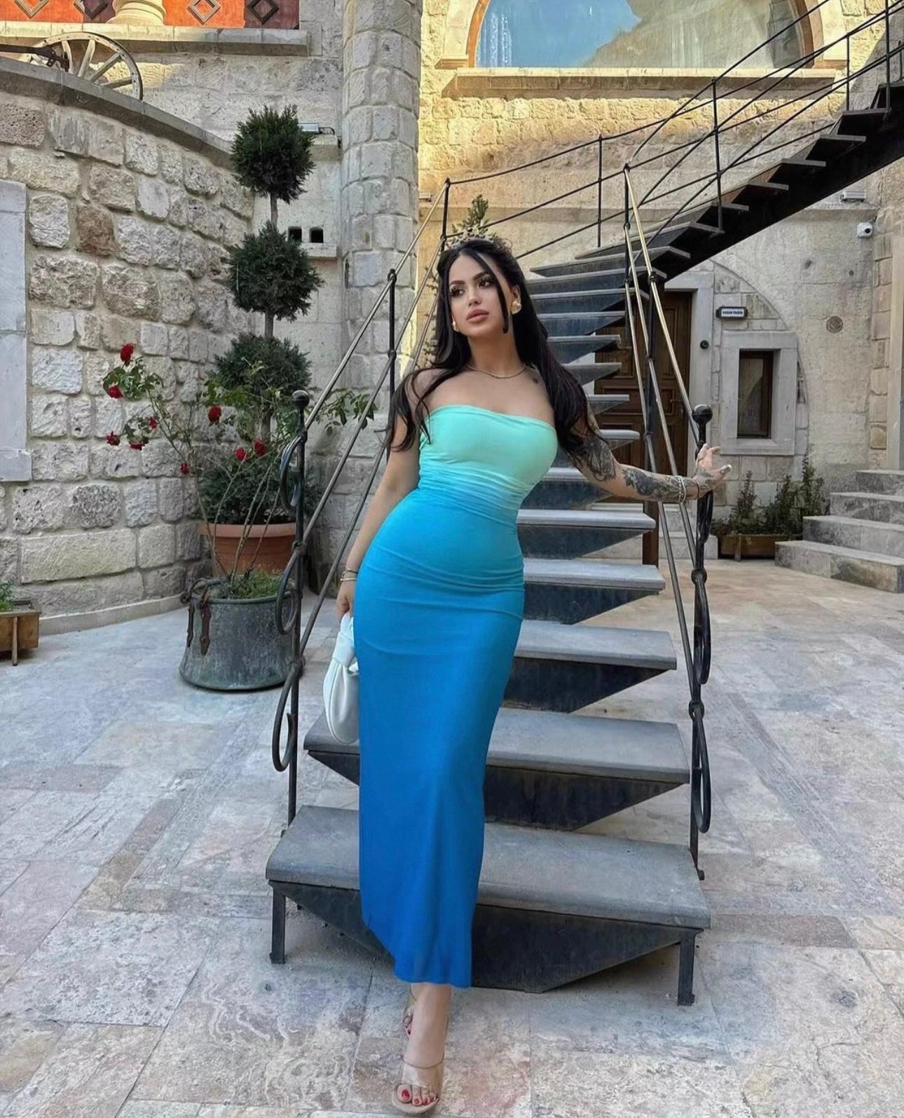 UCVOGUE mesh sexy Maxi dress