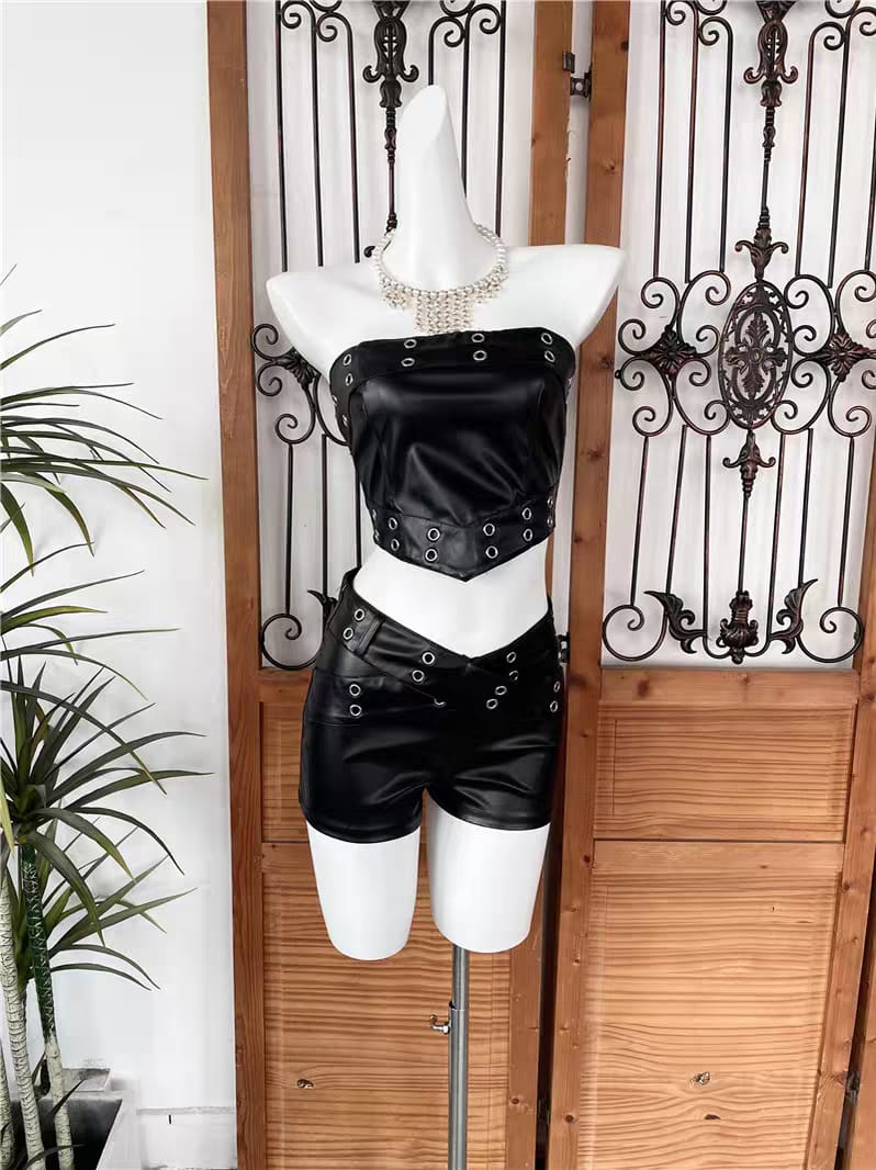 Irene leather short set