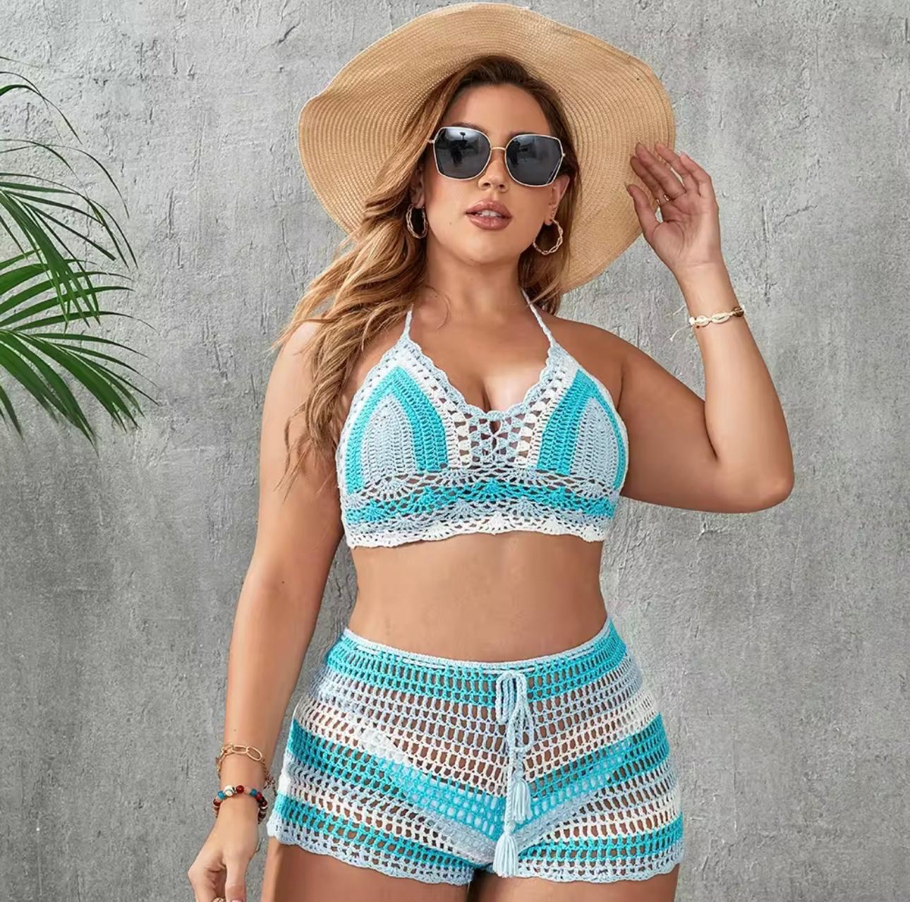 All about the crochet stripes short set