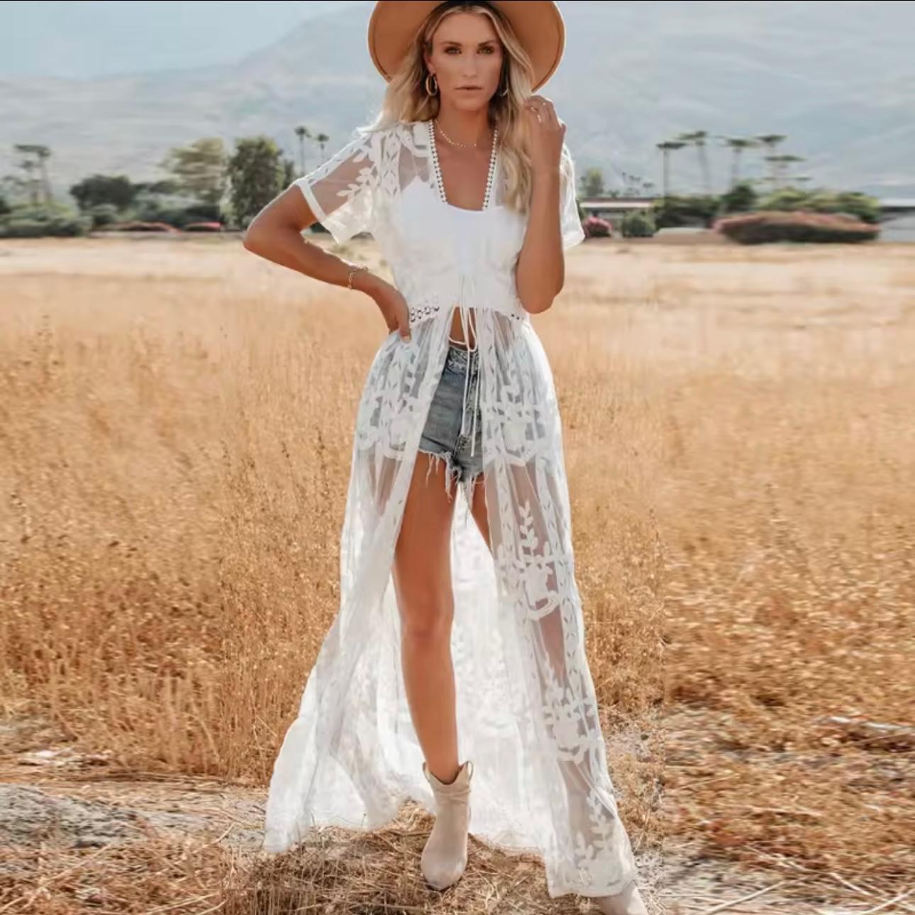 UCVOGUE lace sexy long coverup