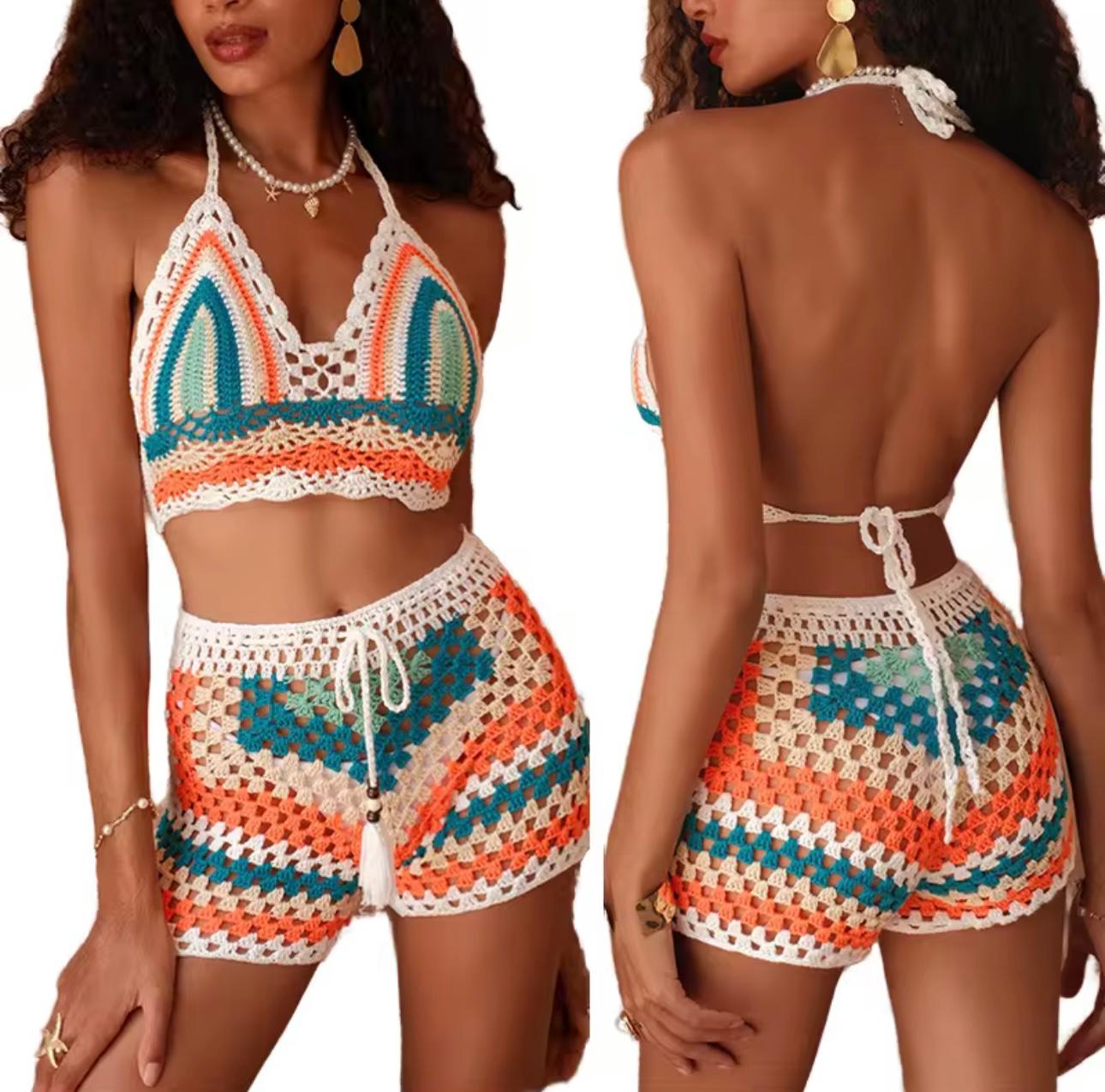 Clarissa crochet stripes short set