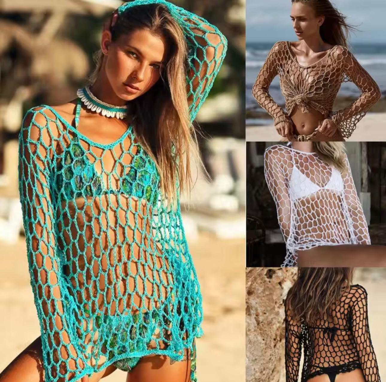 UC Vogue holiday hand crochet summer fishnet bikini cover- up