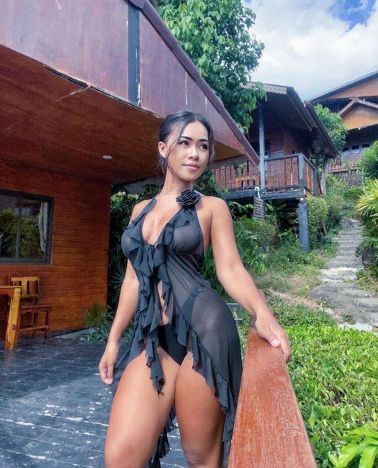 Oiwa open front mesh coverup