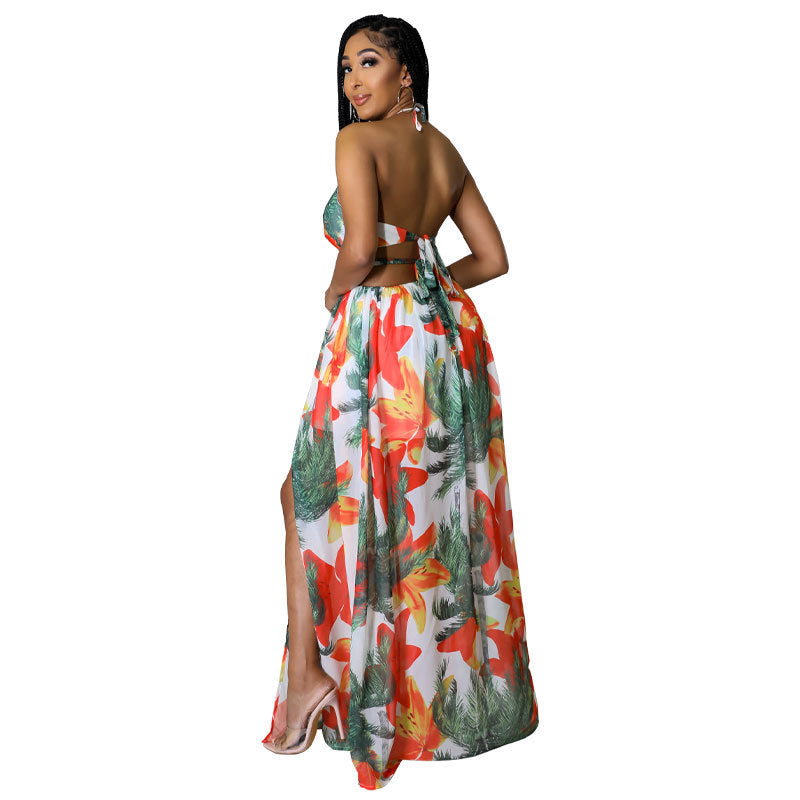 Big island hibiscus flowers maxi dress