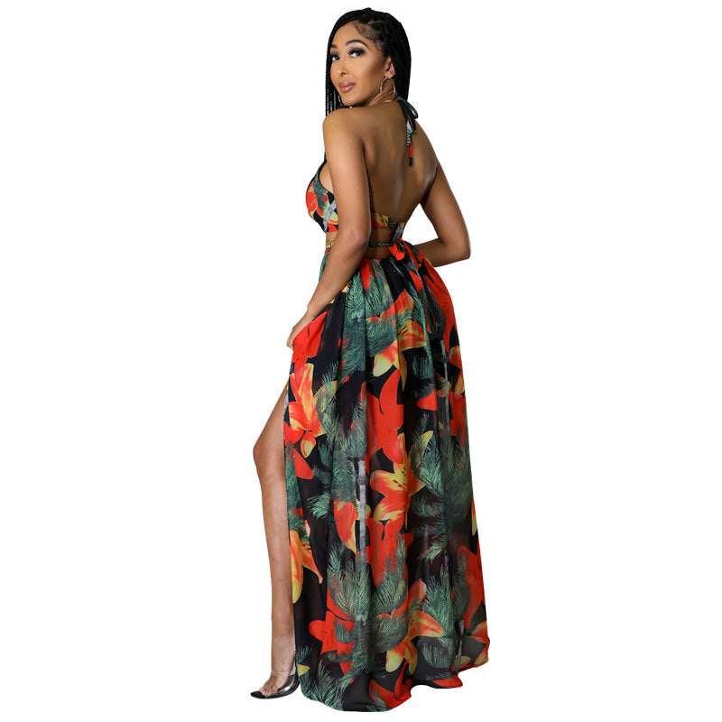 Big island hibiscus flowers maxi dress