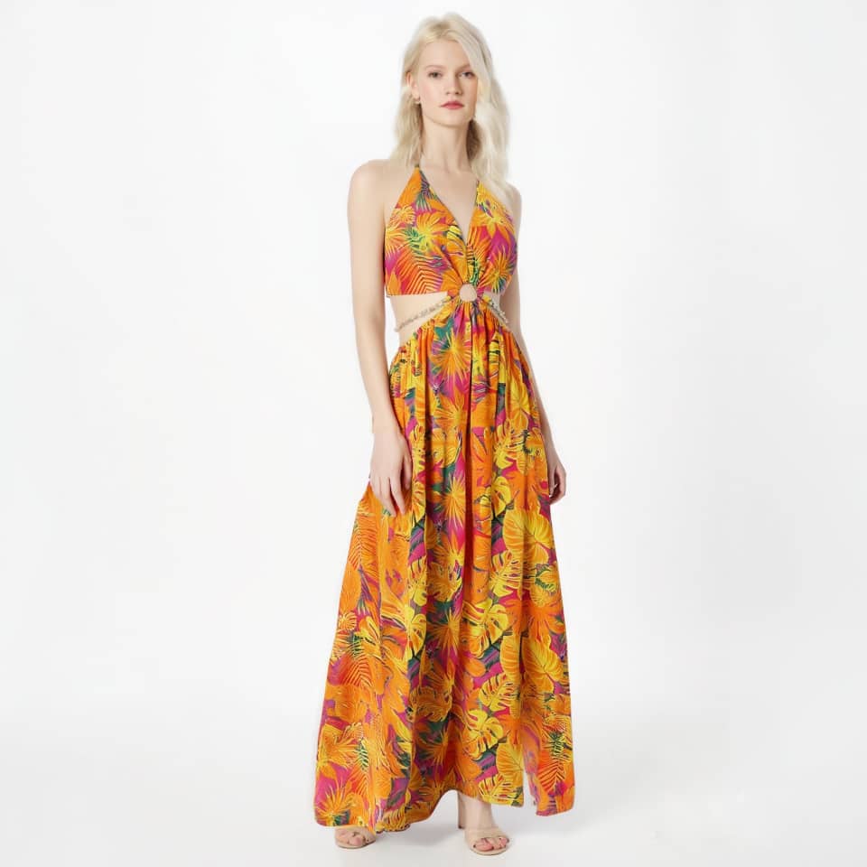 Big island hibiscus flowers maxi dress