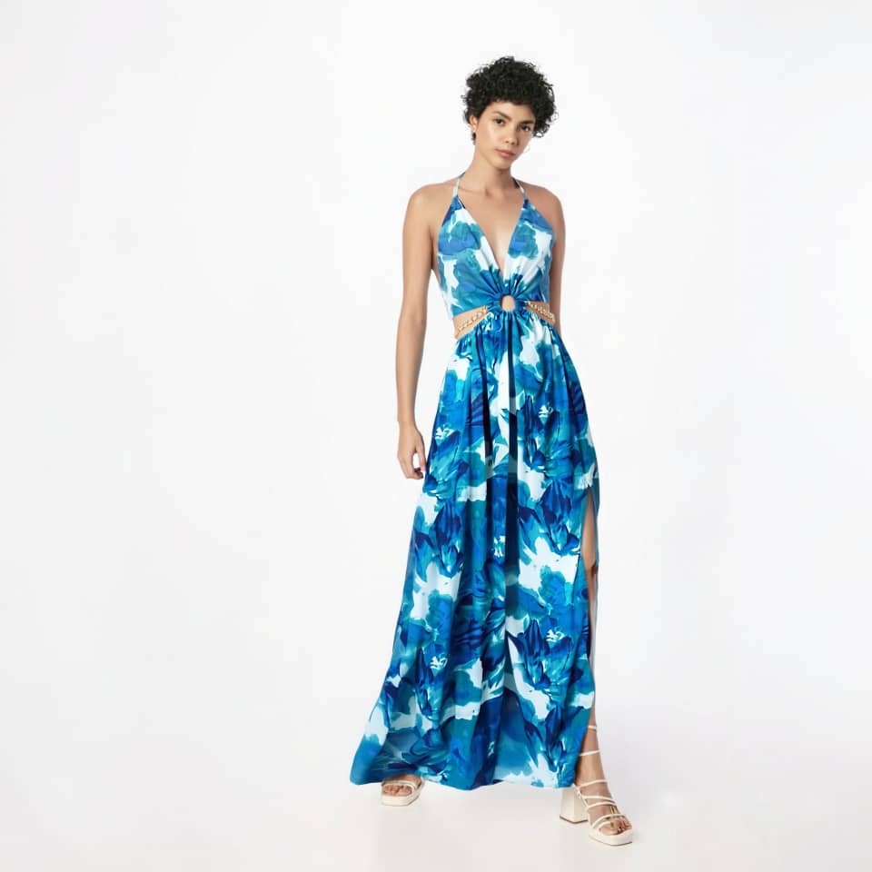 Big island hibiscus flowers maxi dress
